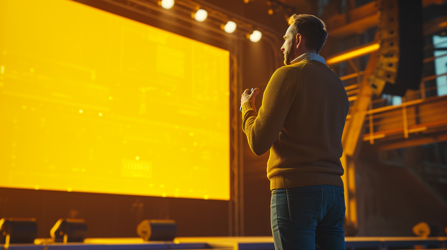 Man Sweater Jeans Lecture Yellow Screen