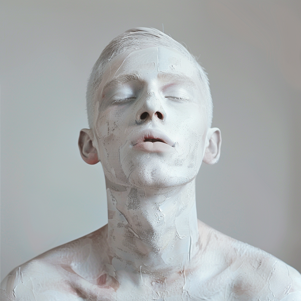 Man with Synthetic White Skin