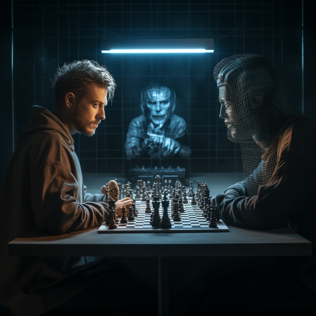 Man versus AI playing chess