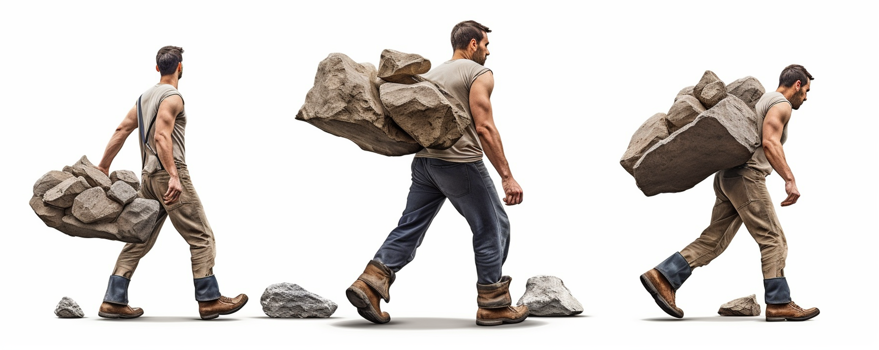 Man walking away from lifting heavy objects