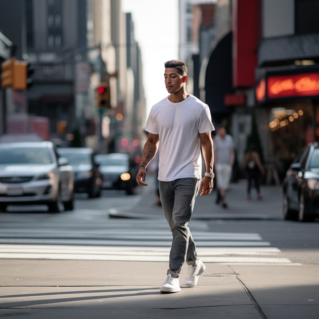 Fashionable man walking on New York street