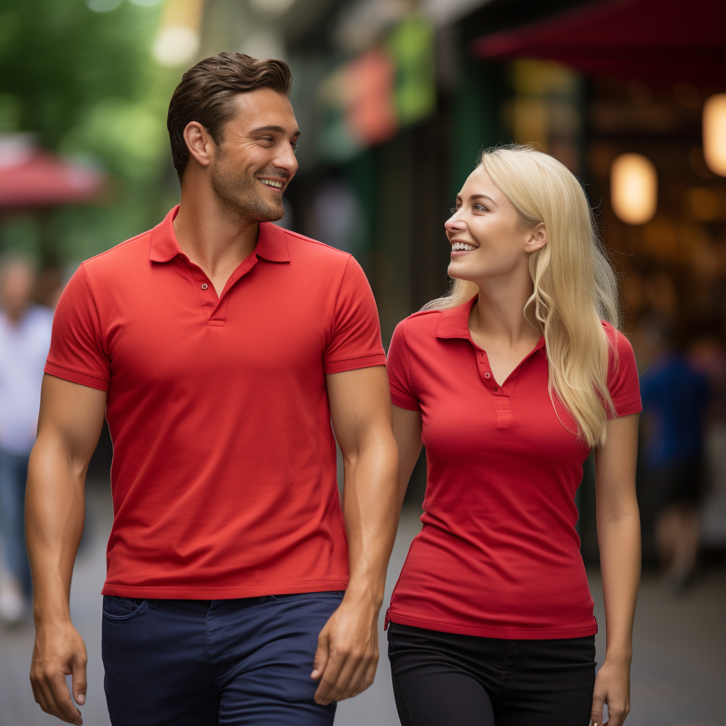 Man walking with red shirt