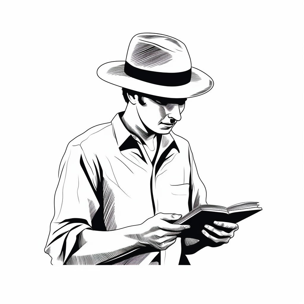 illustration of man wearing panama hat