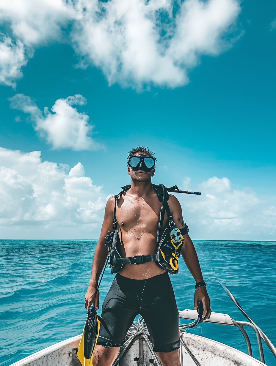 Man snorkeling on boat