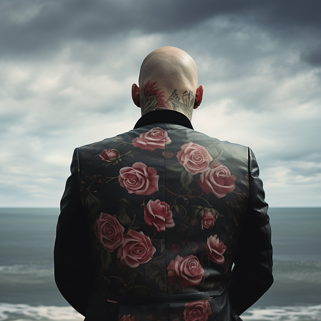 Man with Rose Tattoo overlooking the Sea