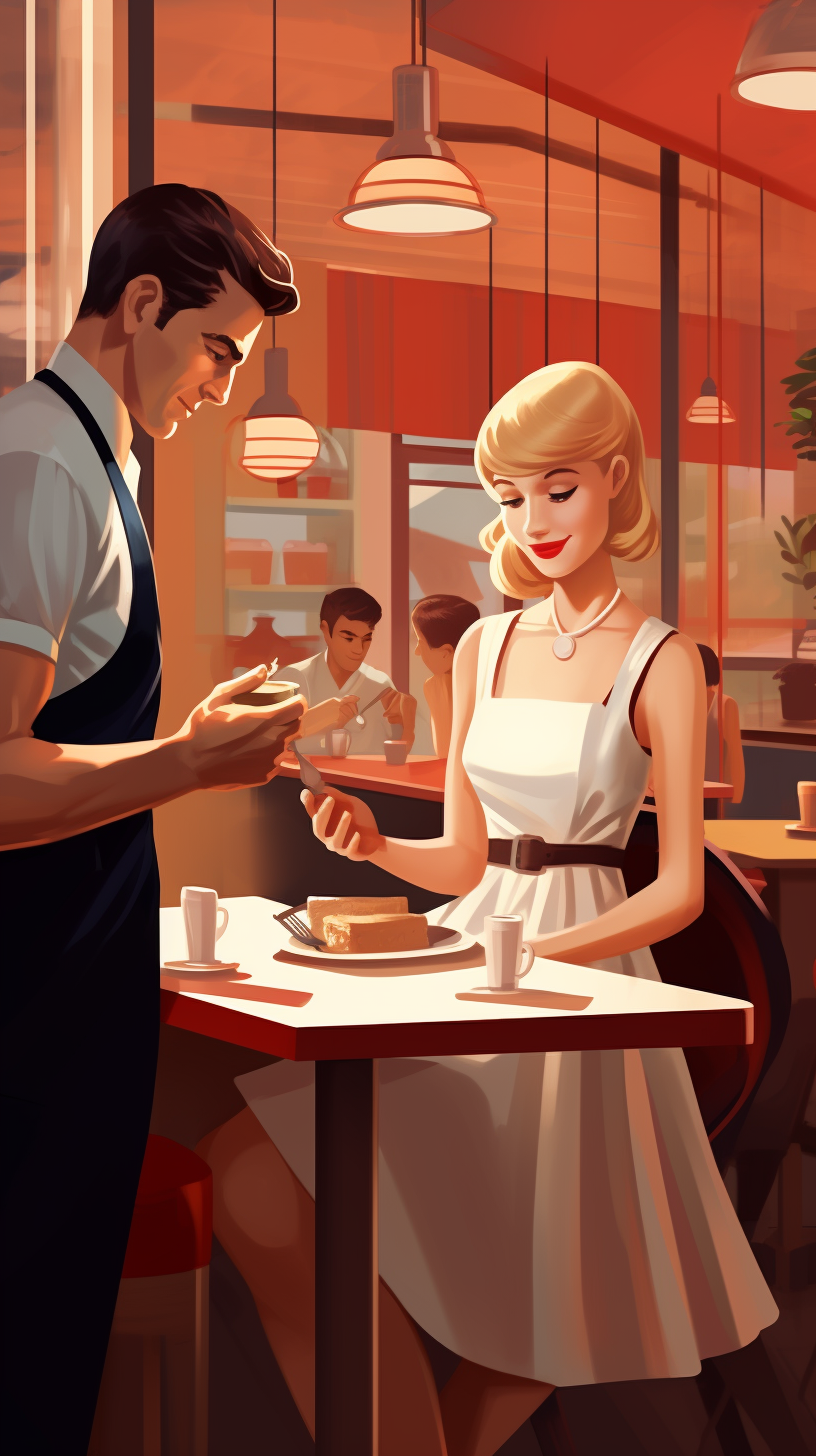 Couple enjoying pancakes and coffee at a diner