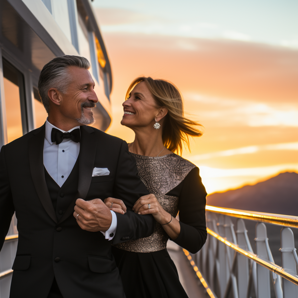 Couple on luxury cruise boat