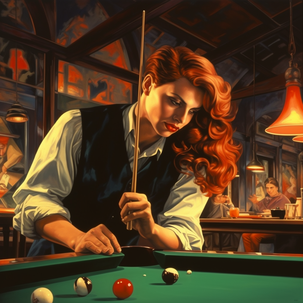 Man and woman playing pool