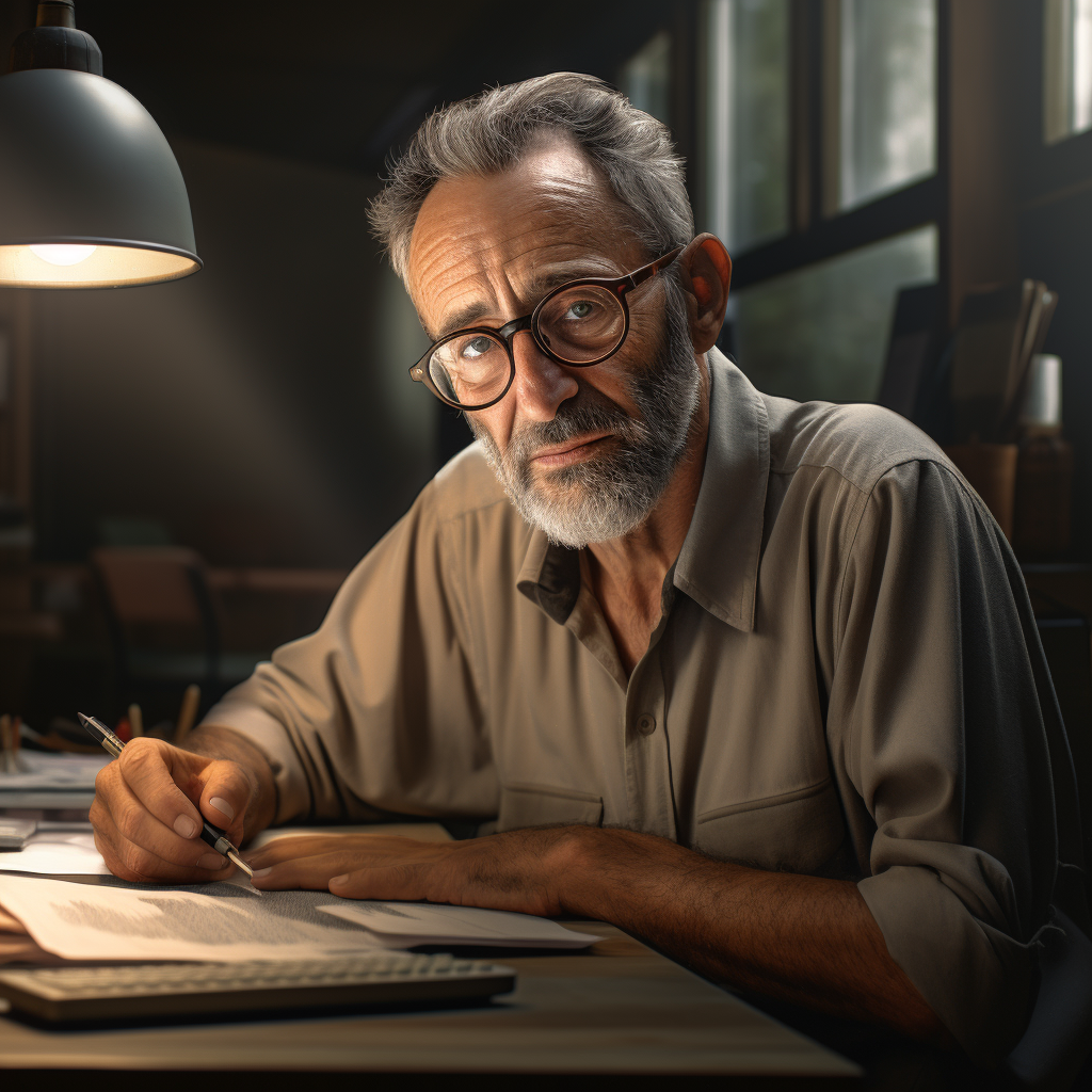 Professional man working at desk