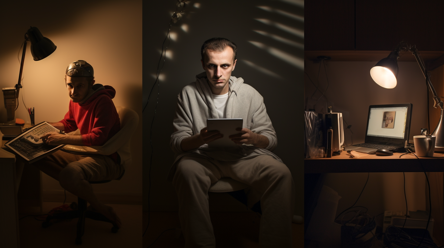 Portrait of a man working in office, home, and looking at camera