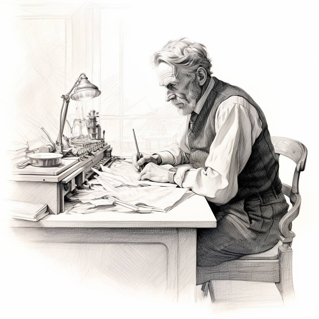 Man writing at desk