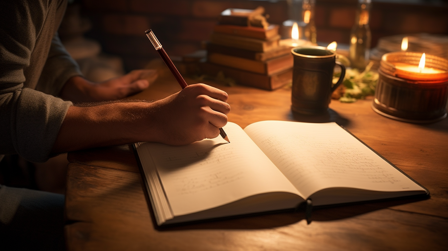 Man writing in journal