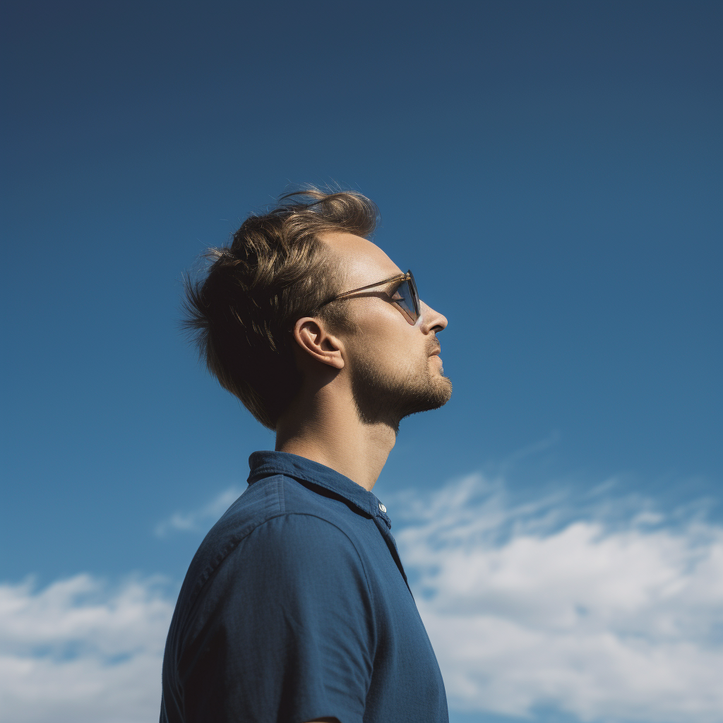 Man with Blue Sky Background