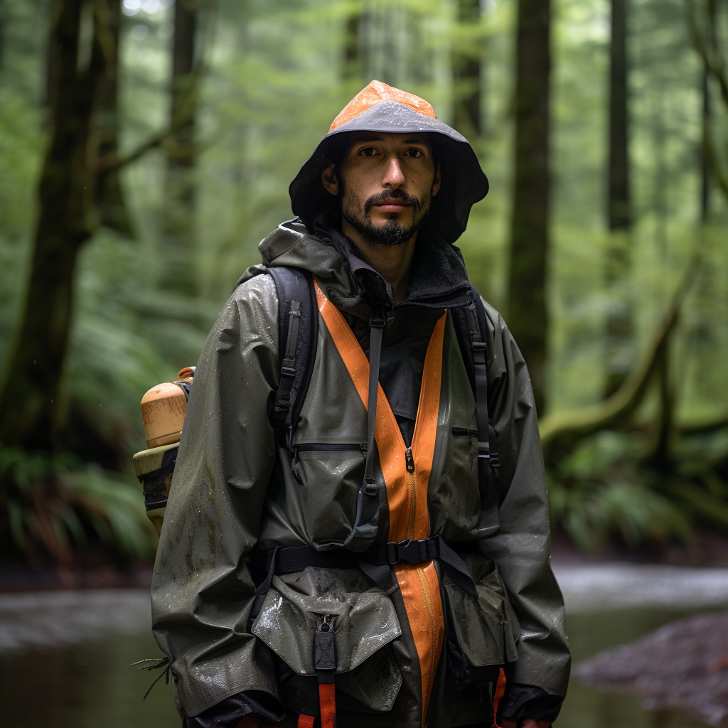 Man in Waterproof Fishing Outfit