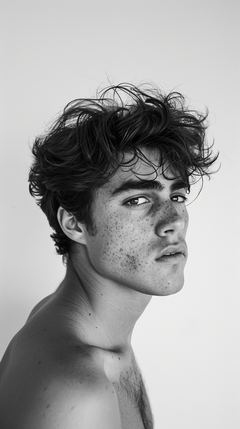 Man with Freckles on White Background