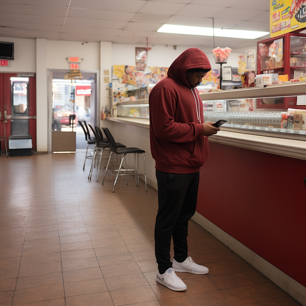 Man in Pizza Parlor