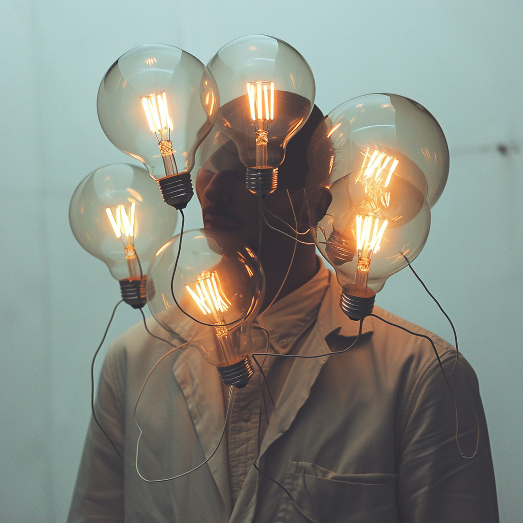 Man with light bulb head