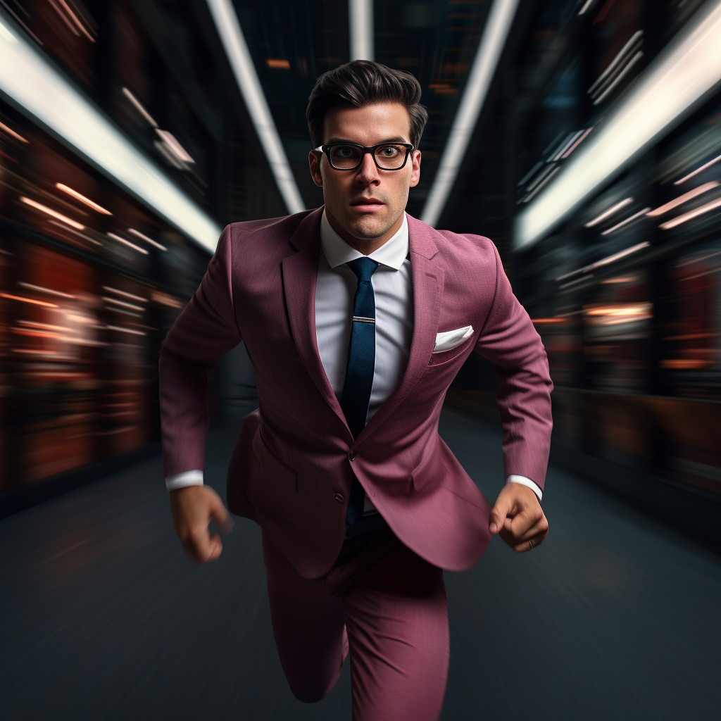 Man running in thin suit