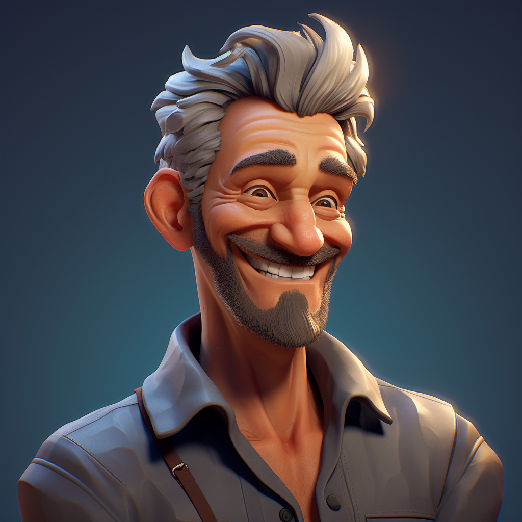 Smiling man poly character portrait