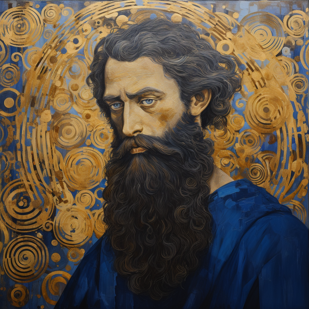 Gustav Klimt painting of a man with a beard