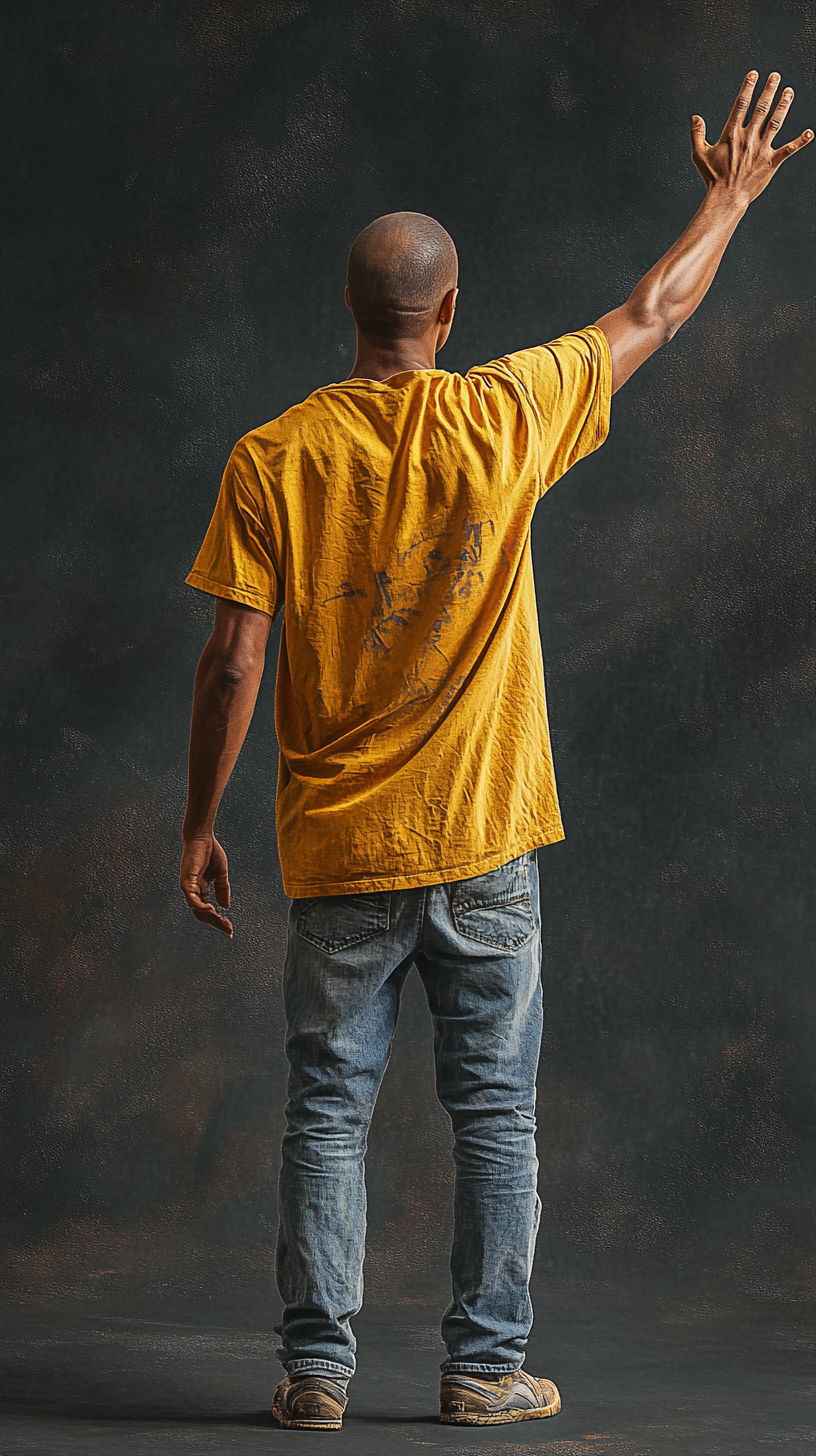 Man in Yellow Shirt and Jeans