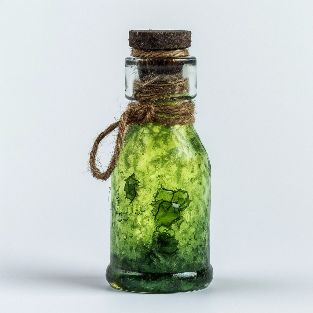 Mana potion bottle on white background