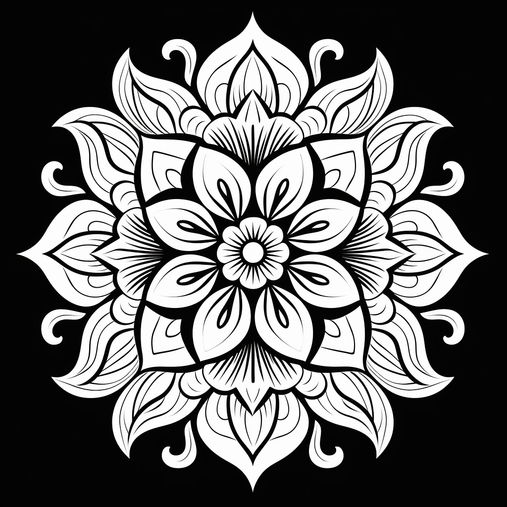 Mandala Black White Line Art Coloring Book