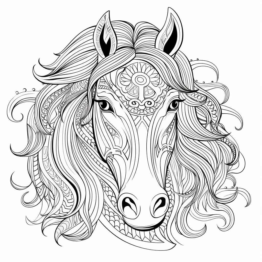 Symmetrical Mandala horse face illustration