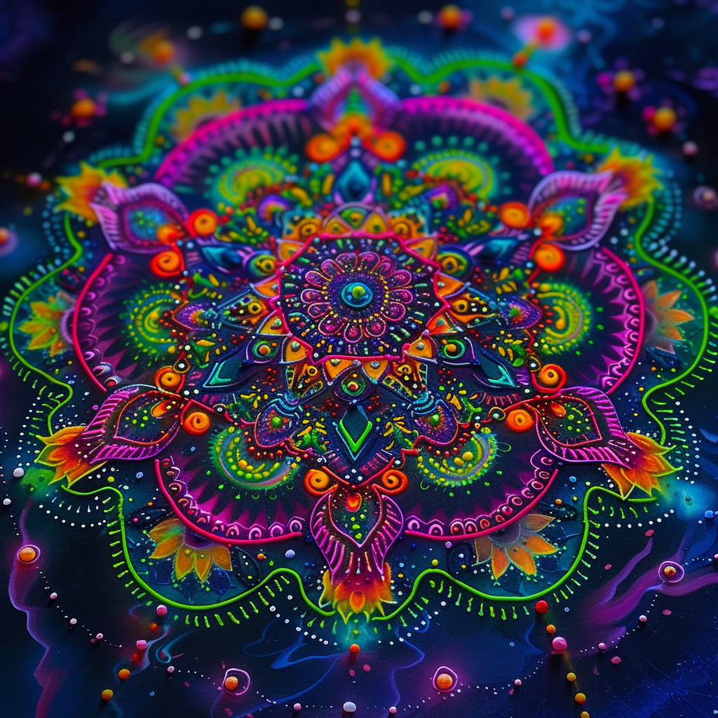 Colorful Neon Mandala Artwork