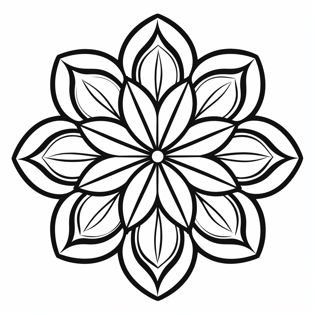 Black and white mandala flower pattern