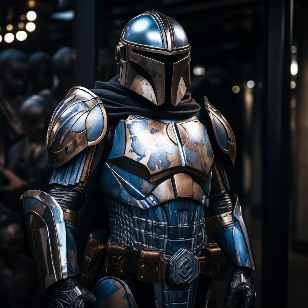 Mandalorian Armor Suit Black Blue Grey