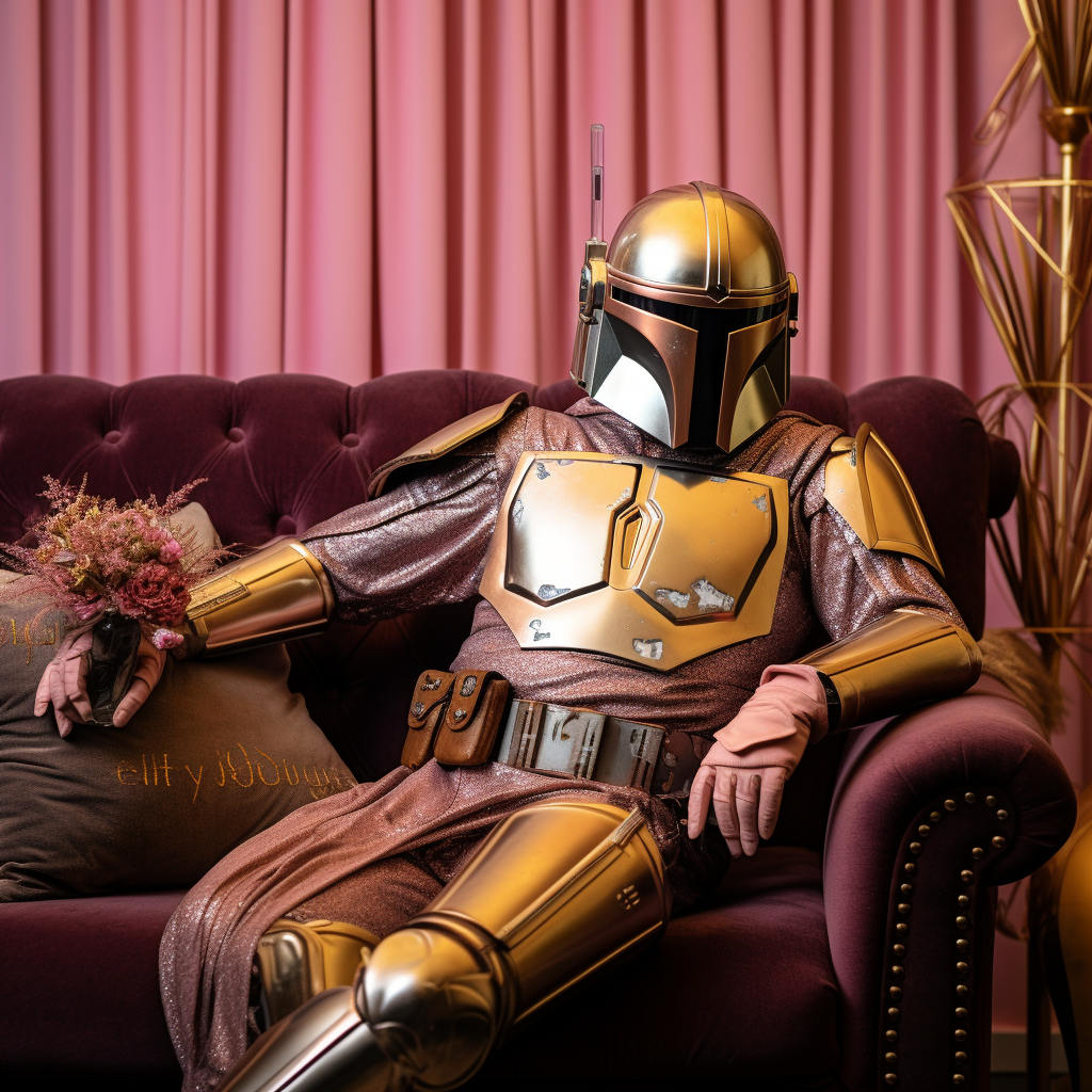 Mandalorian in Retro Lounge Room