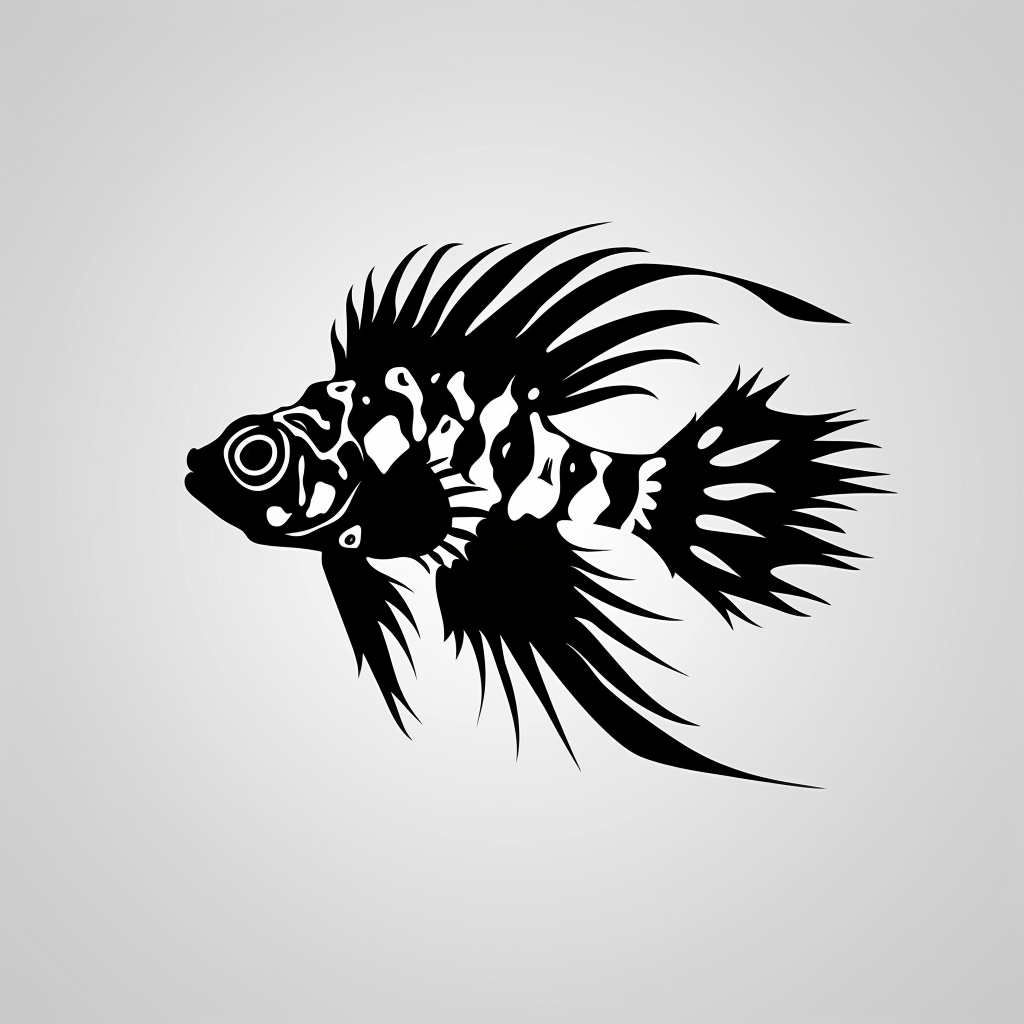 Black White Mandarin Dragonette Silhouette