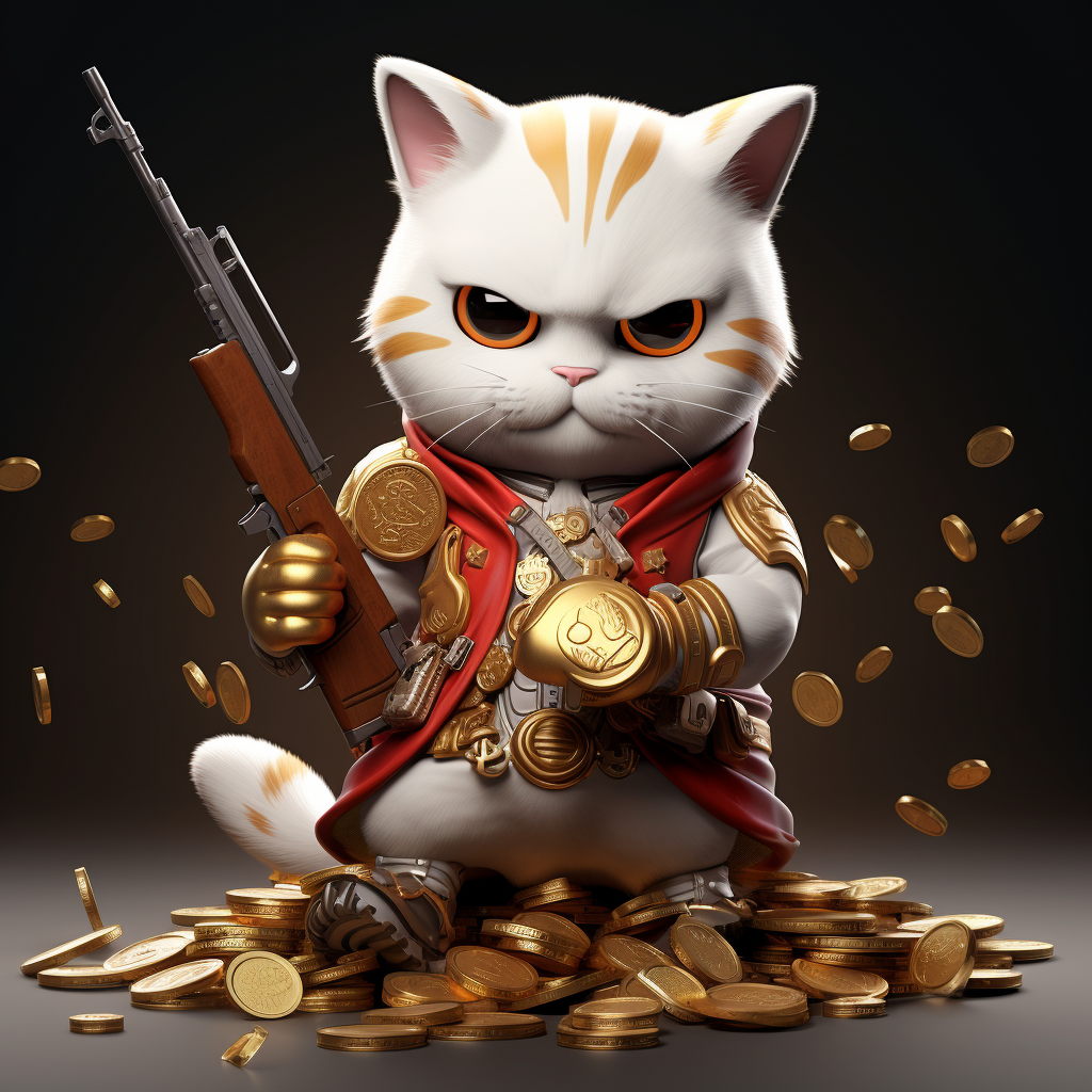 Aggressive maneki-neko battle-royale character