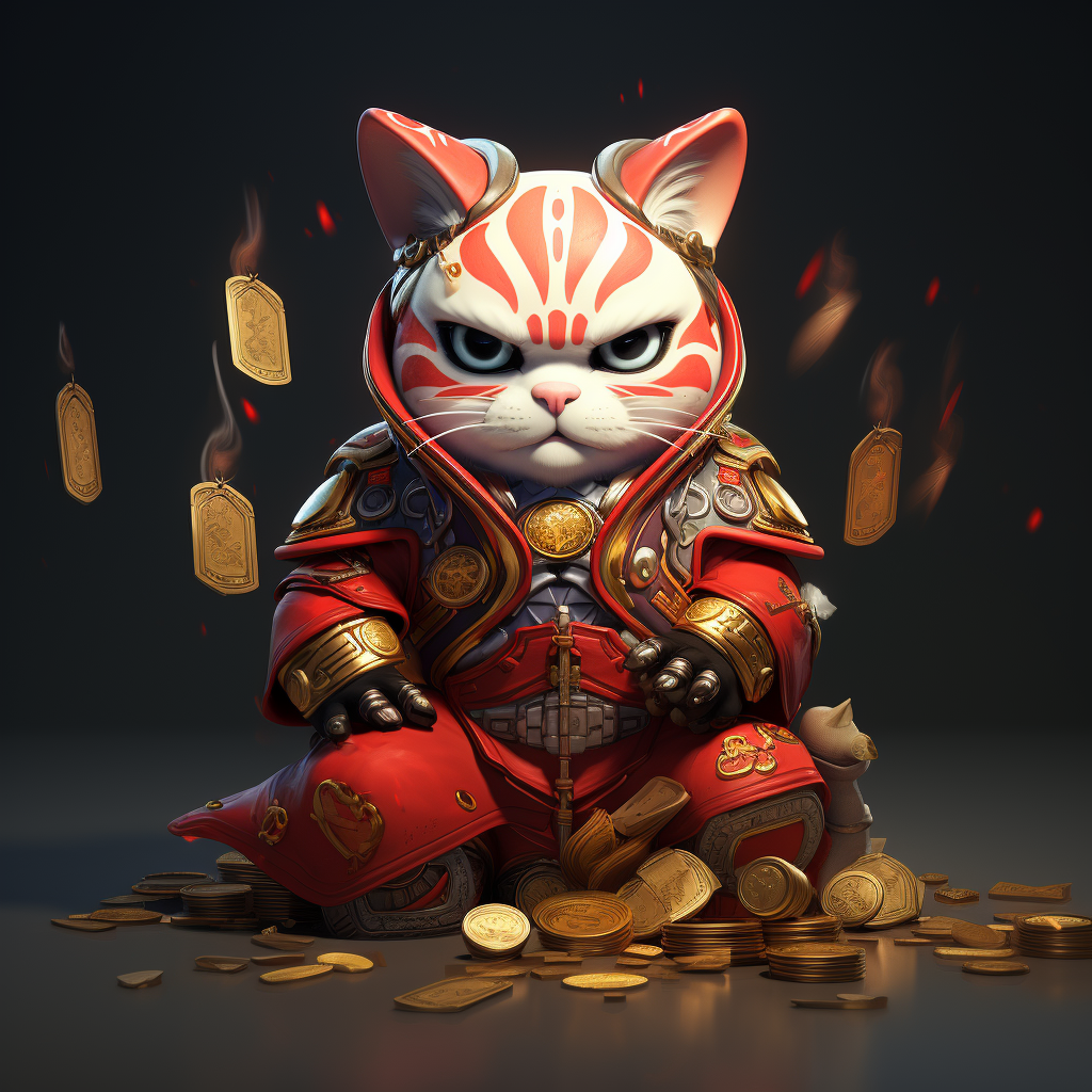 Aggressive cool maneki-neko character