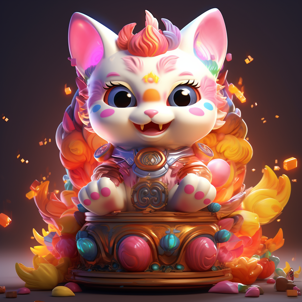 Colorful Maneki-Neko Game Character