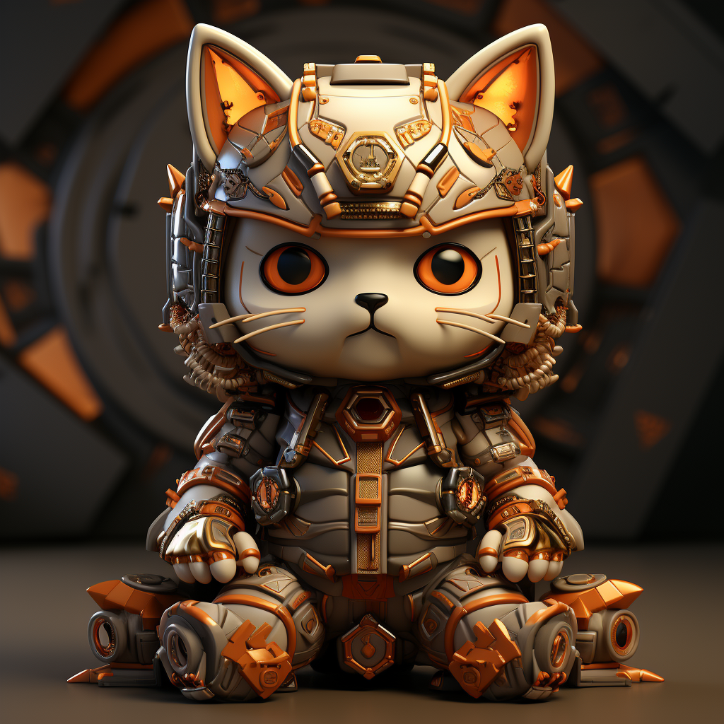 Maneki-Neko Lottery Mascot Low Poly Cyberpunk