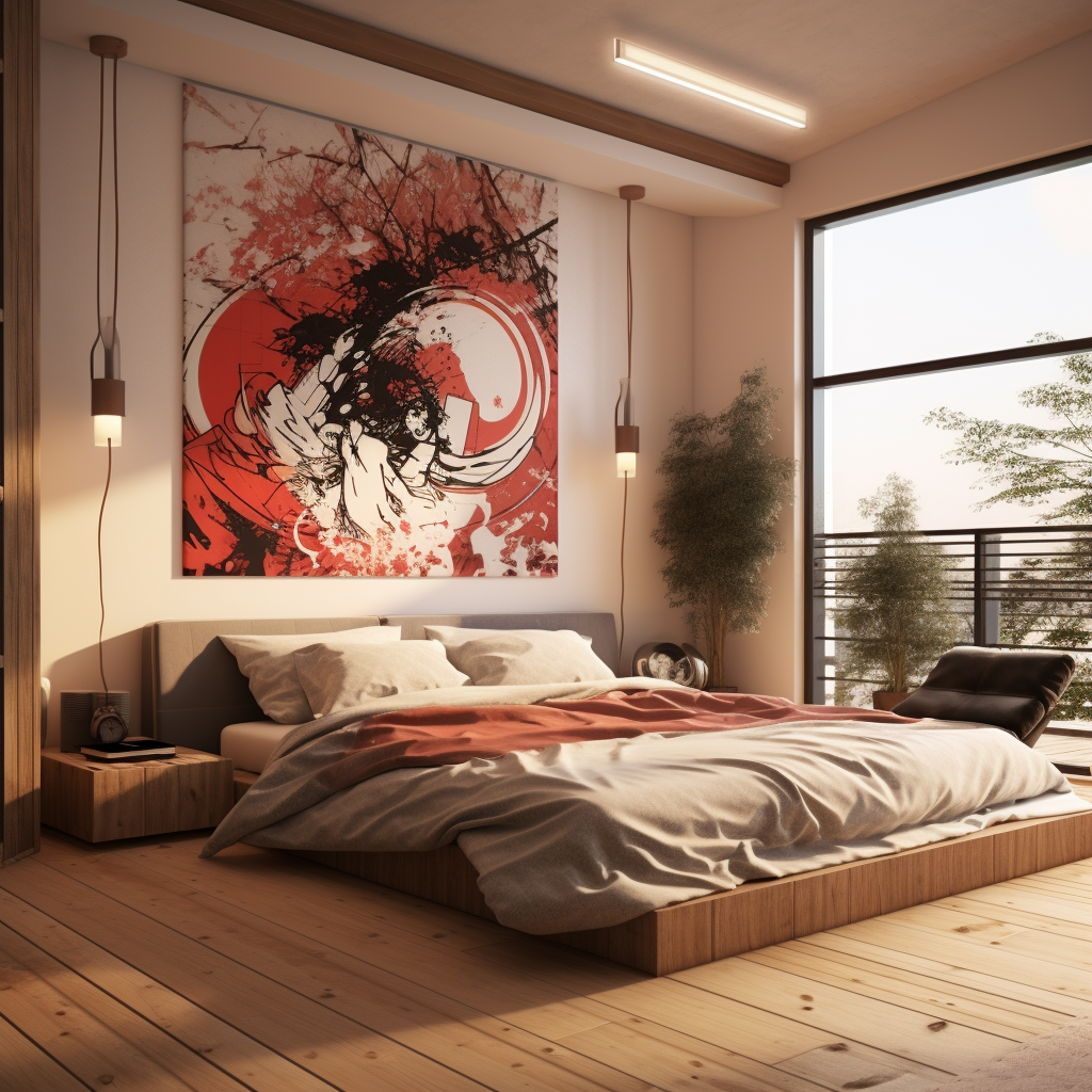 Stylish Japanese manga bachelor bedroom