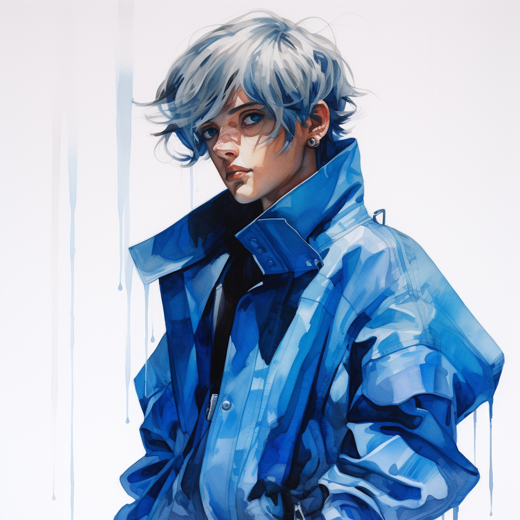 Manga Boy with Blue Clothes