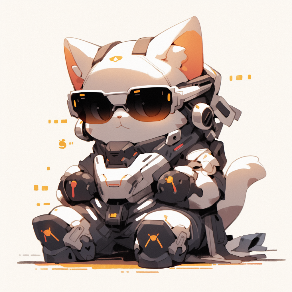 Cute manga cyber robot cat