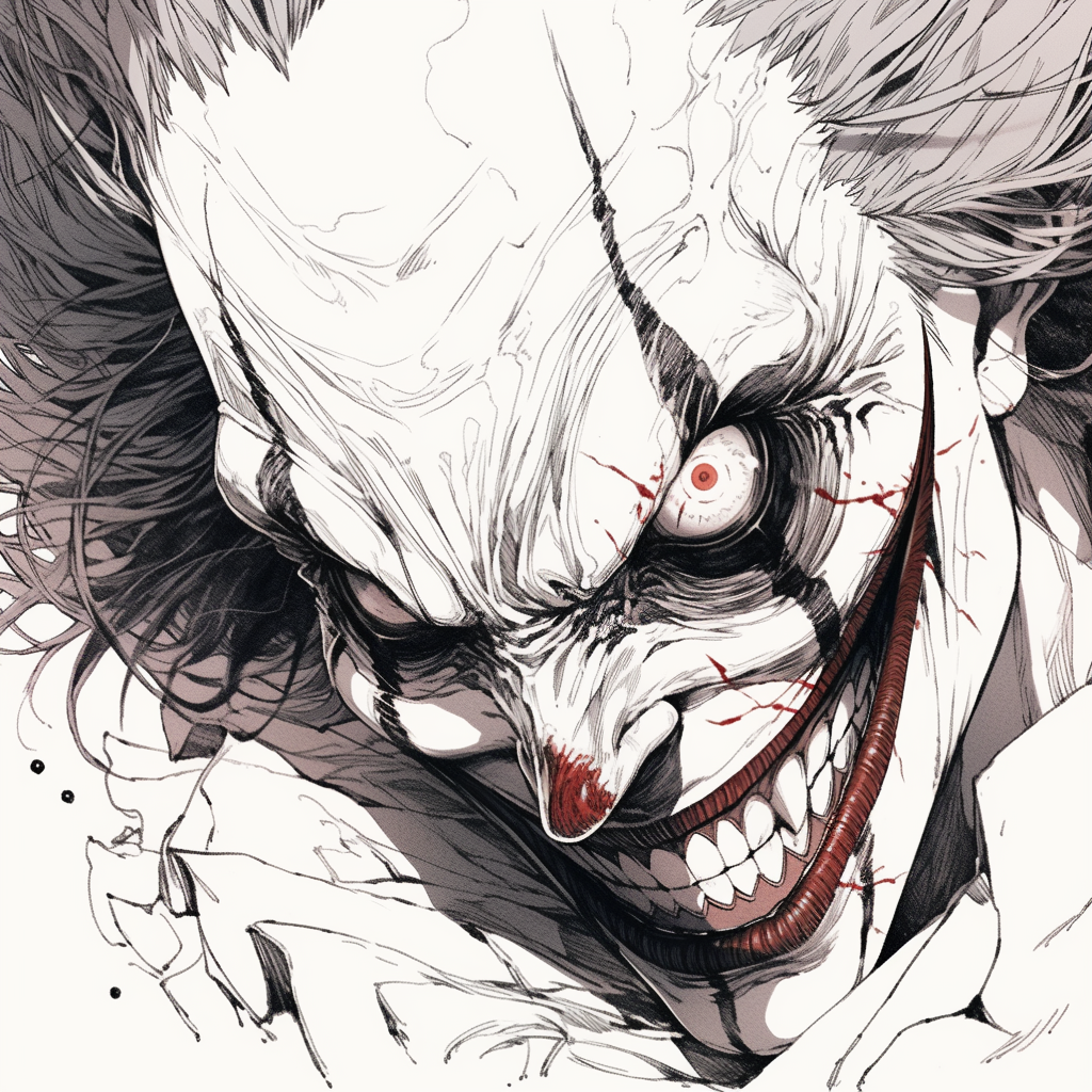 Manga guy with dynamic clown make-up