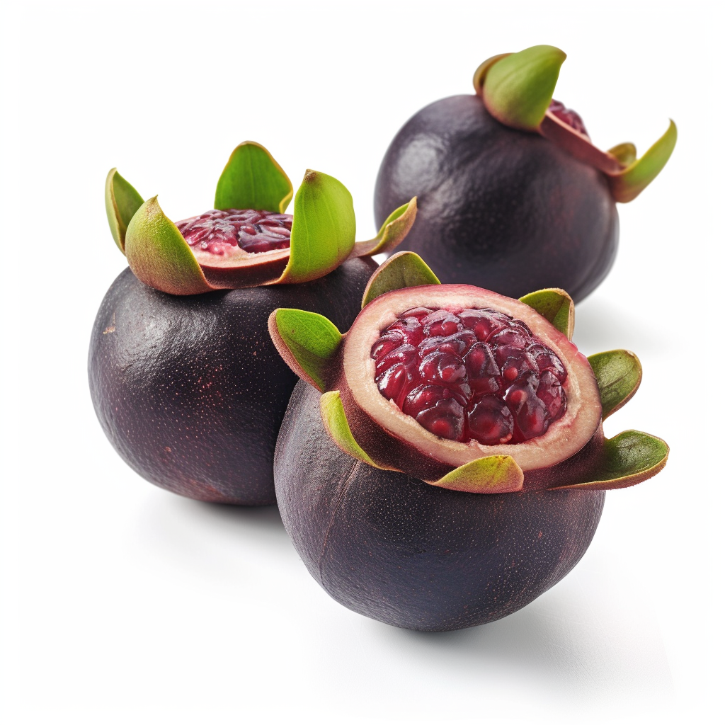 Mangosteen fruit on white background