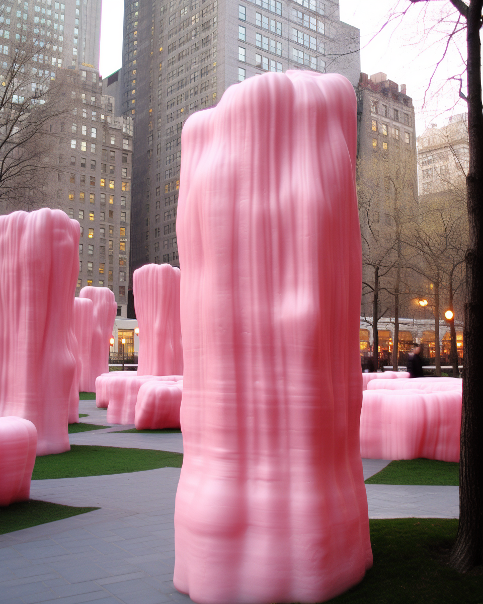 Pink plastic-covered infrastructure in Manhattan