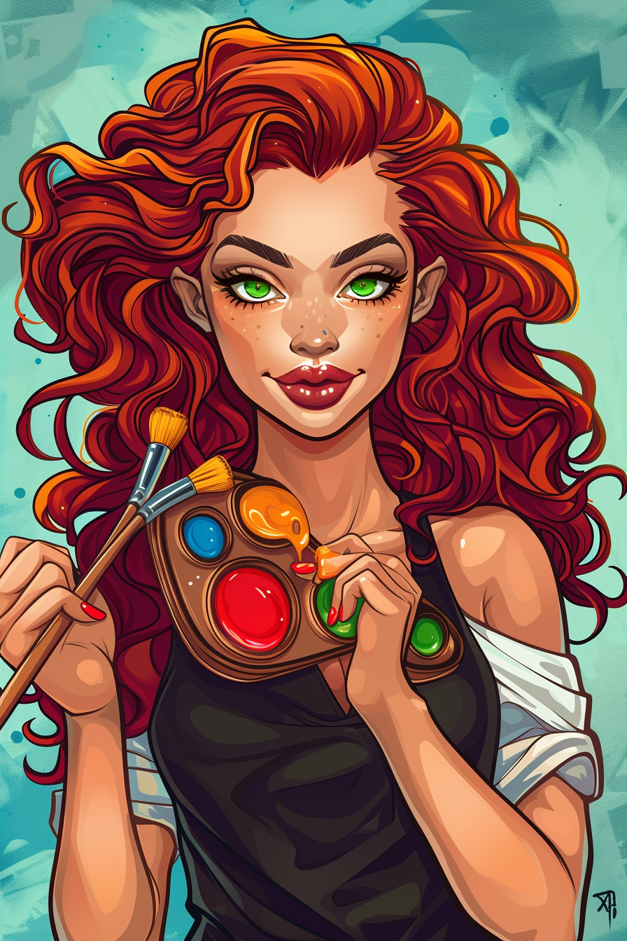 Manicurist Woman with Red Curly Hair