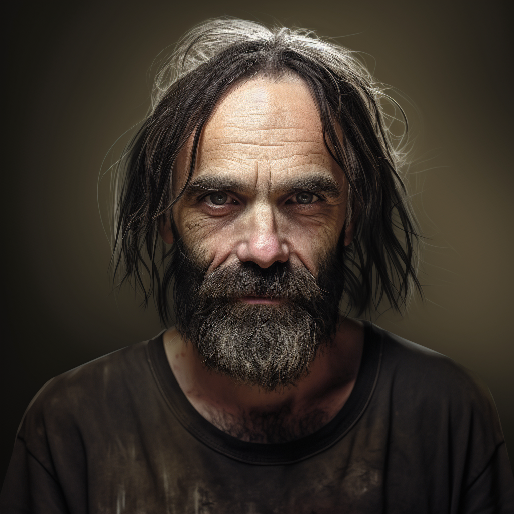 Image of a scary Charles Manson look-alike