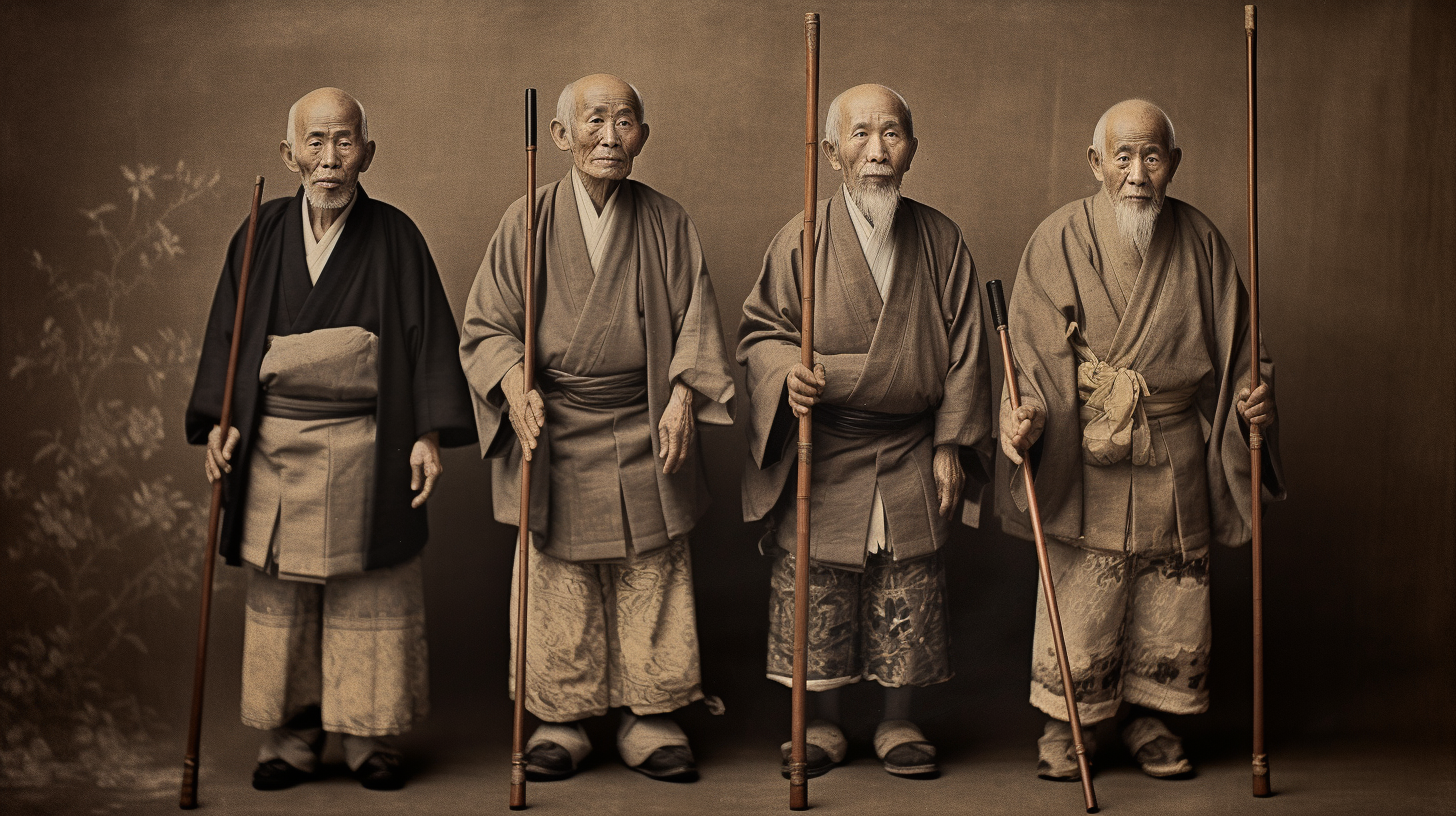 Old Manzai Trio Performing with Canes