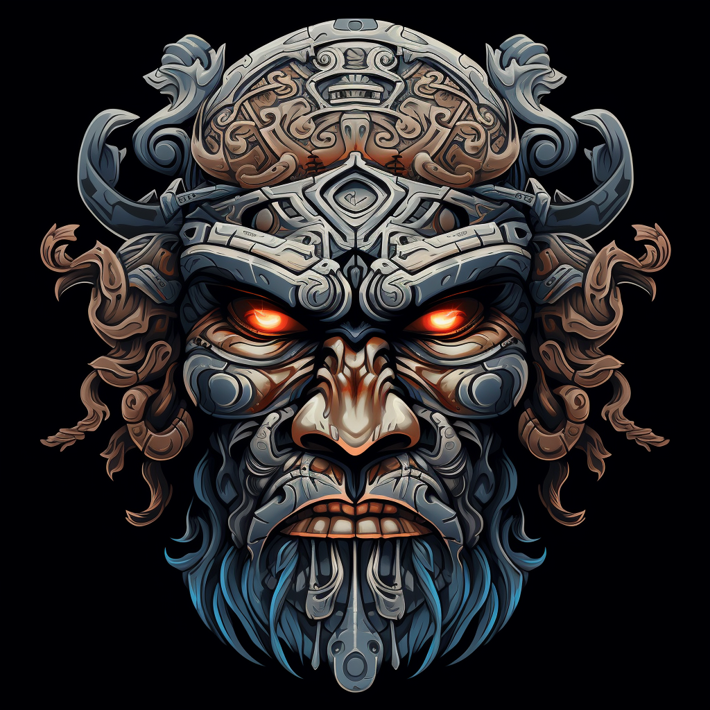 Maori God War Machine T-Shirt Design