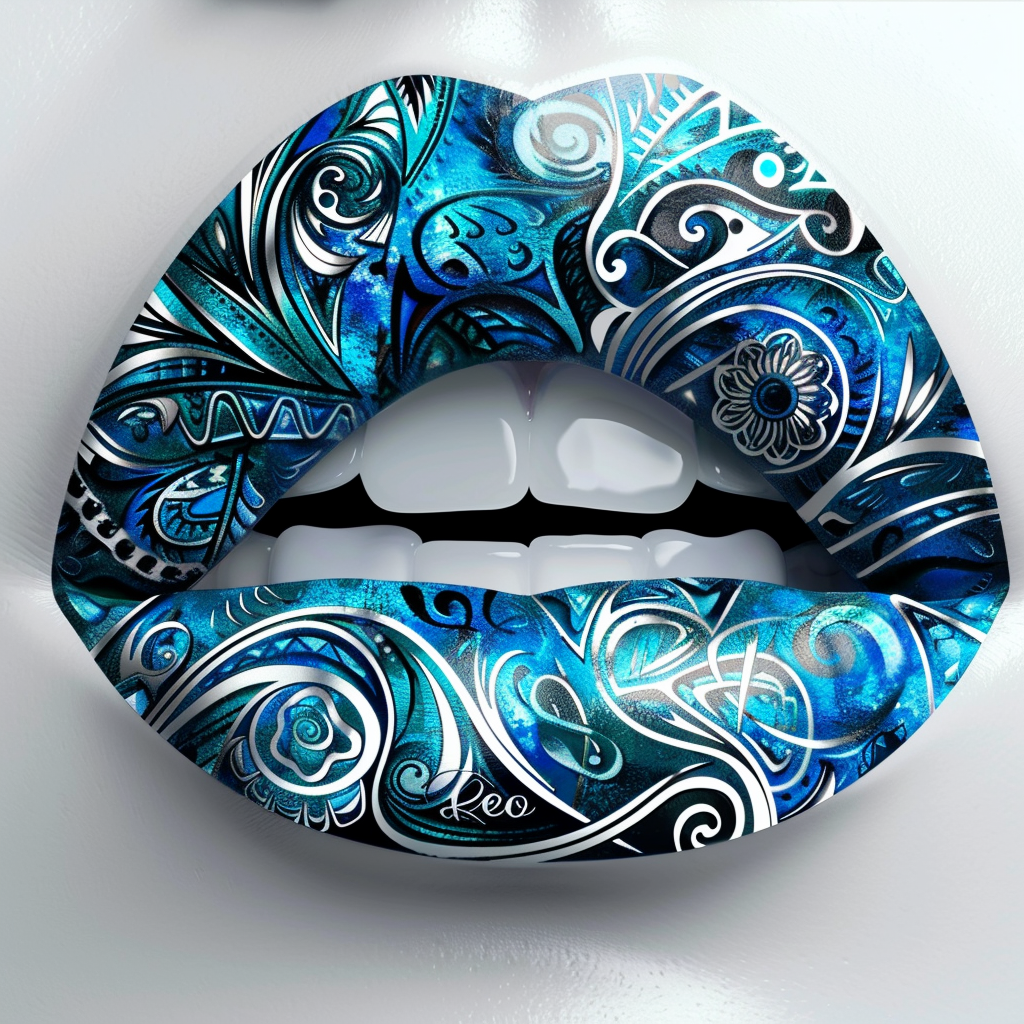 Maori pattern lips art design