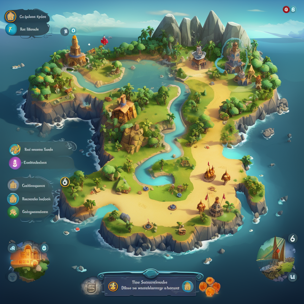 Interactive map of tropical islands for gaming