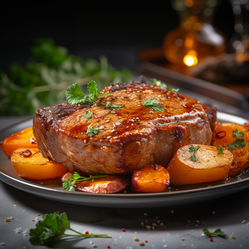 Maple Glazed Pork Chops with Roasted Apples and Sweet Potatoes